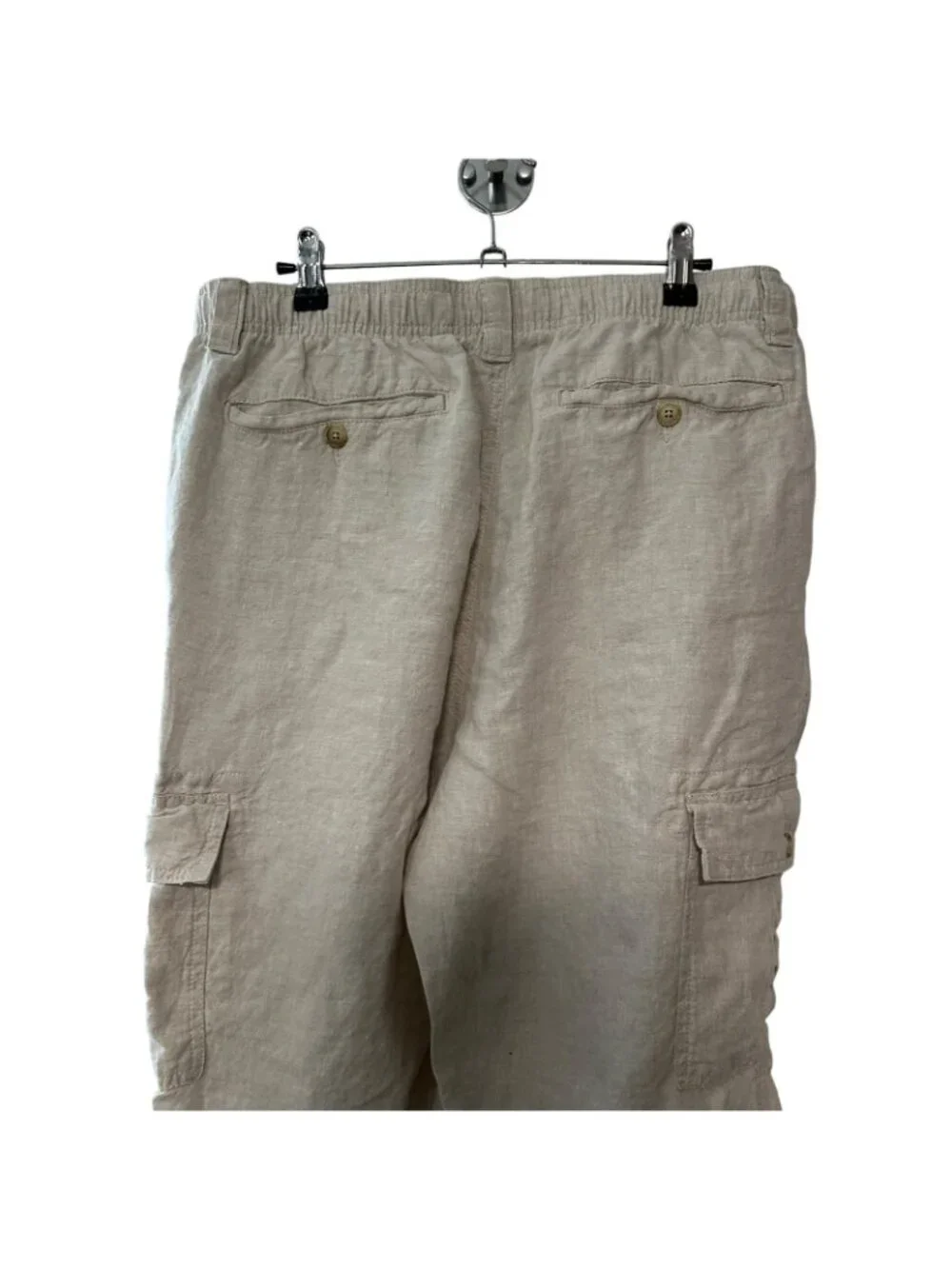 Caribbean Flat Front Elastic Waist Cargo Pockets Linen Pants Beach Men’s 38x30